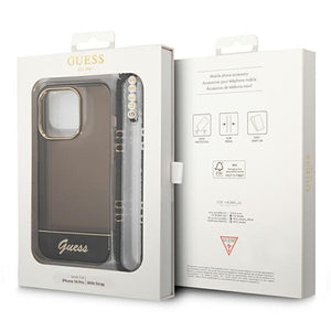 Guess Translucent Pearl Strap Case for iPhone 14 Pro - Black