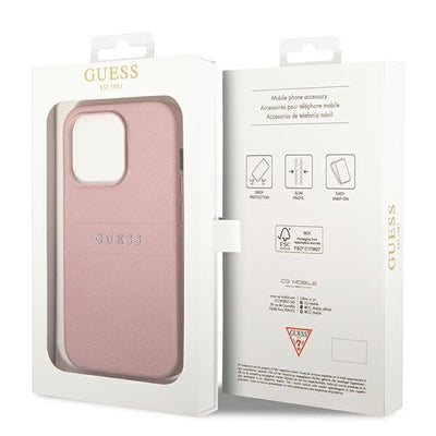 Guess GUHCP14LPSASBPI iPhone 14 Pro 6,1" różowy/pink Saffiano Strap