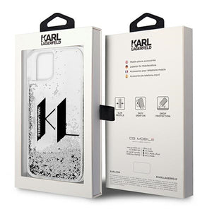 Karl Lagerfeld Liquid Glitter Big KL case for iPhone 14 - silver