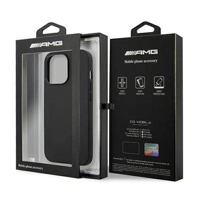 AMG AMHCP14LDOLBK iPhone 14 Pro 6.1 "black / black hardcase Leather Hot Stamped