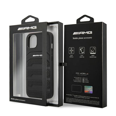 AMG AMHCP14MGSEBK iPhone 14 Plus 6,7 "black / black hardcase Leather Debossed Lines