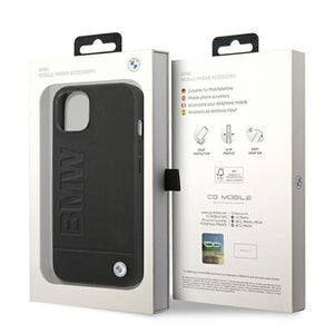 Case BMW BMHCP14MSLLBK iPhone 14 Plus 6.7 "black / black Leather Stamp