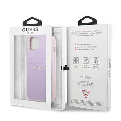 Guess GUHCP13SPSASBPU iPhone 13 mini 5,4 "purple / purple Saffiano Hot Stamp &amp; Metal Logo