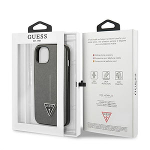 Guess GUHCP13SPSATLG iPhone 13 mini 5,4 "silver / silver hardcase SaffianoTriangle Logo