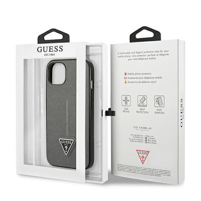 Guess GUHCP13SPSATLG iPhone 13 mini 5,4 "silver / silver hardcase SaffianoTriangle Logo