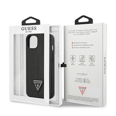 Guess GUHCP13SPSATLK iPhone 13 mini 5,4 "black / black hardcase SaffianoTriangle Logo