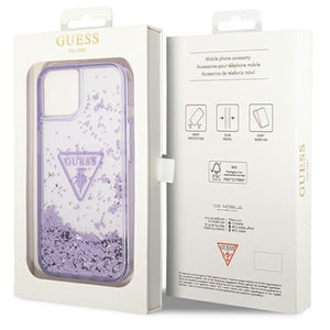 Guess Liquid Glitter Palm Collection case for iPhone 14 Plus 6.7" - purple
