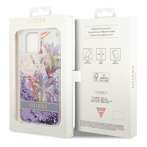 Guess GUHCP14MLFLSU iPhone 14 Plus 6.7 "violet / purple hardcase Flower Liquid Glitter