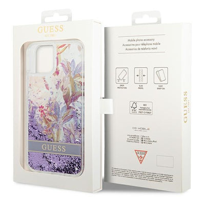 Guess GUHCP14MLFLSU iPhone 14 Plus 6.7 "violet / purple hardcase Flower Liquid Glitter