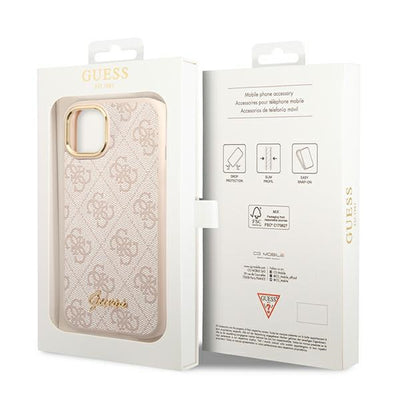 Guess 4G Vintage Gold Logo case for iPhone 14 - pink