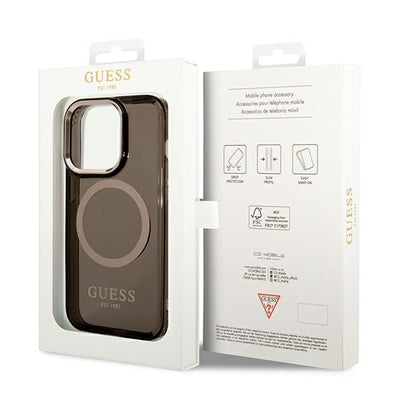 Guess GUHMP14LHTCMK iPhone 14 Pro 6.1" black/black hard case Gold Outline Translucent MagSafe