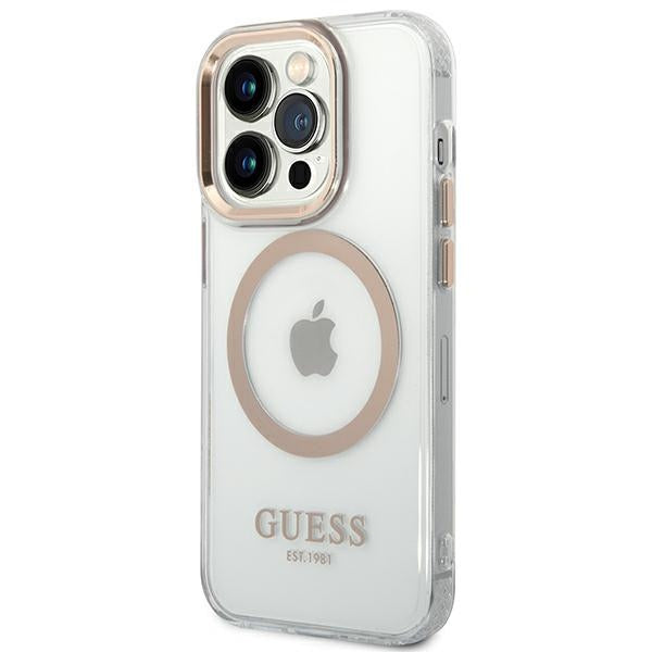 Guess GUHMP14LHTRMD iPhone 14 Pro 6.1 "gold / gold hard case Metal Outline Magsafe