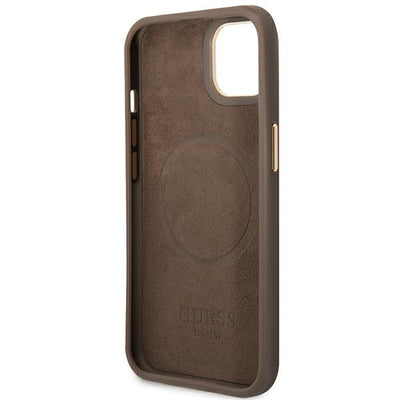 Guess GUHMP14SU4GPRW iPhone 14 6.1 "brown / brown hard case 4G Logo Plate MagSafe