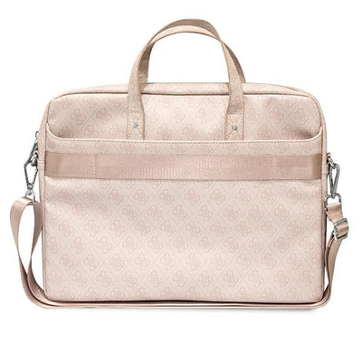 Guess Saffiano 4G Triangle Logo bag for a 16'' laptop - pink