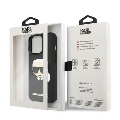 Karl Lagerfeld KLHCP14LKH3DBK iPhone 14 Pro 6.1 "black / black hardcase 3D Rubber Karl`s Head