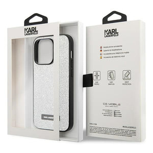 Karl Lagerfeld KLHCP14XG2ELS iPhone 14 Pro Max 6.7 "hardcase silver / silver Glitter Plaque Logo
