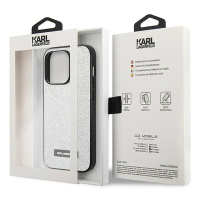 Karl Lagerfeld KLHCP14XG2ELS iPhone 14 Pro Max 6.7 "hardcase silver / silver Glitter Plaque Logo