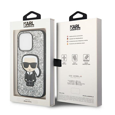 Karl Lagerfeld KLHCP14XGFKPG iPhone 14 Pro Max 6.7 "hardcase silver / silver Glitter Flakes Ikonik