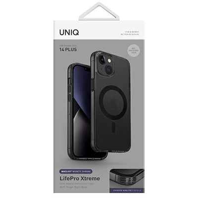 Uniq LifePro Xtreme Magclick Charging case for iPhone 14 Plus - gray and black