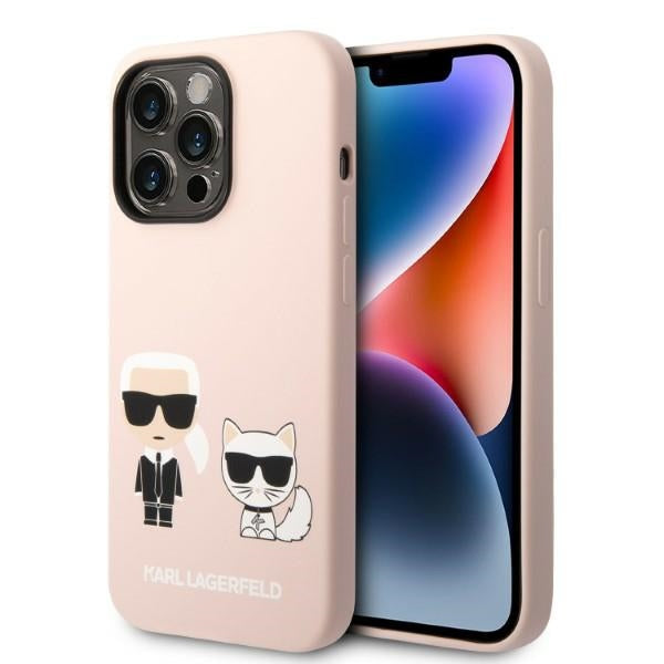 Karl Lagerfeld KLHMP14LSSKCI iPhone 14 Pro 6.1 "hardcase light pink / light pink Silicone Karl &amp; Choupette Magsafe