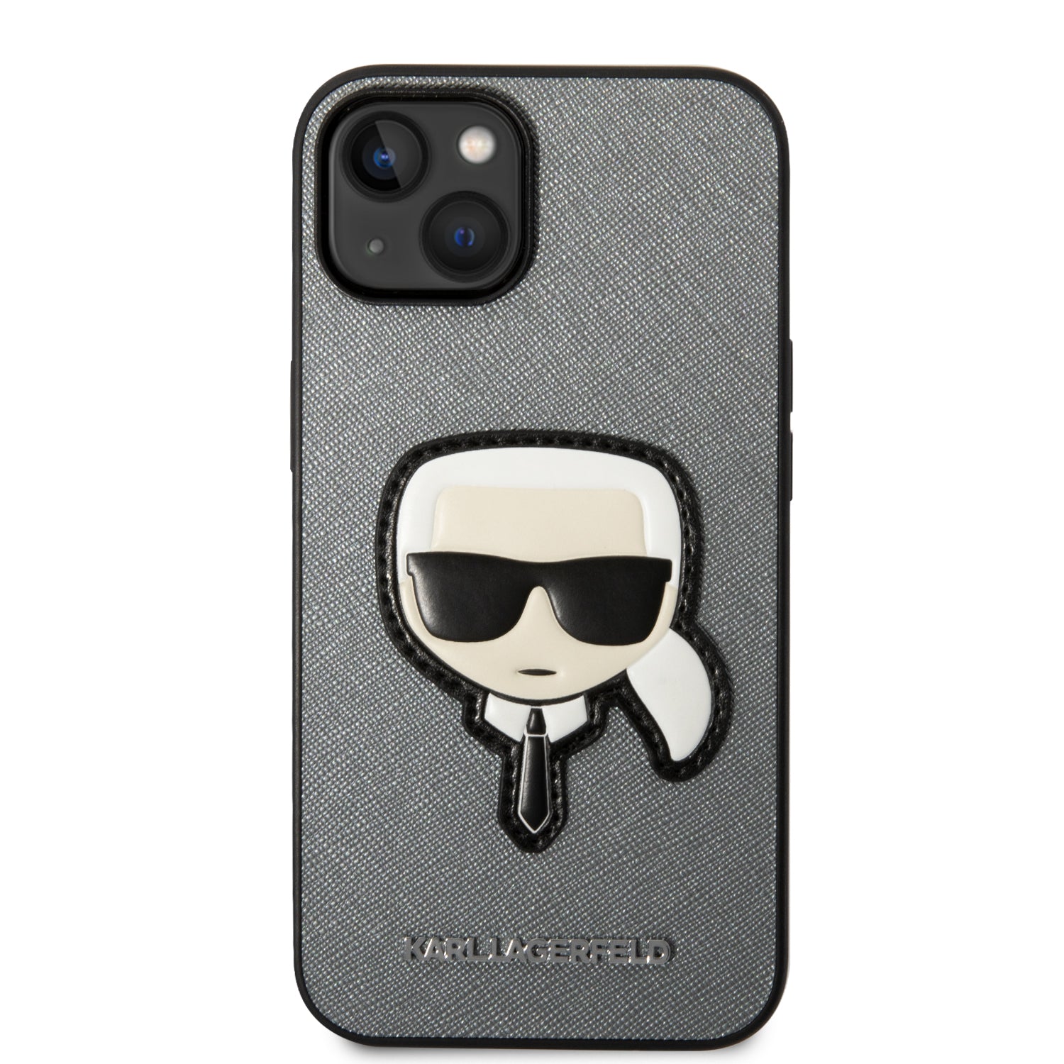 Karl Lagerfeld Saffiano Karl's Head Patch case for iPhone 14 - silver