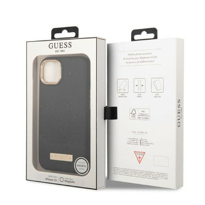 Guess GUHMP13MSAPSTK iPhone 13 6.1" black/black hardcase Peony Logo Plate MagSafe