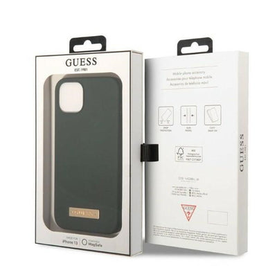 Guess GUHMP13MSBPLA iPhone 13 6.1" green/khaki hard case Silicone Logo Plate MagSafe