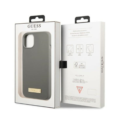 Guess GUHMP13MSPLG iPhone 13 6.1" grey/grey hard case Silicone Logo Plate MagSafe