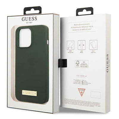 Guess GUHMP13XSPLA iPhone 13 Pro Max 6.7" green/khaki hard case Silicone Logo Plate MagSafe