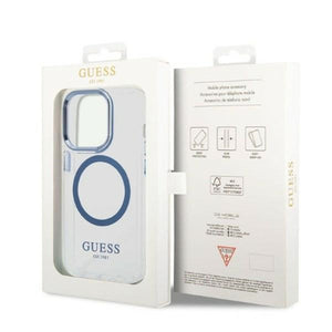 Guess Metal Outline MagSafe case for iPhone 14 Pro - blue
