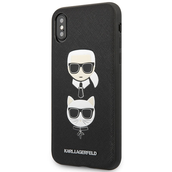 Karl Lagerfeld Saffiano Karl&amp;Choupette Head case for iPhone XS Max - black