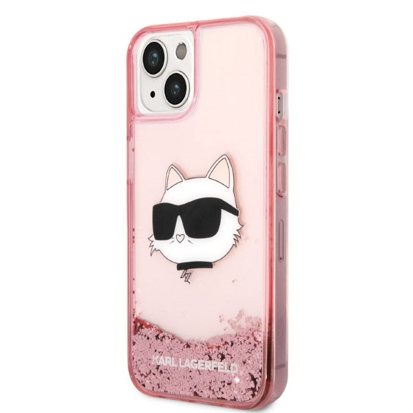 Karl Lagerfeld Glitter Choupette Head case for iPhone 14 Plus - pink