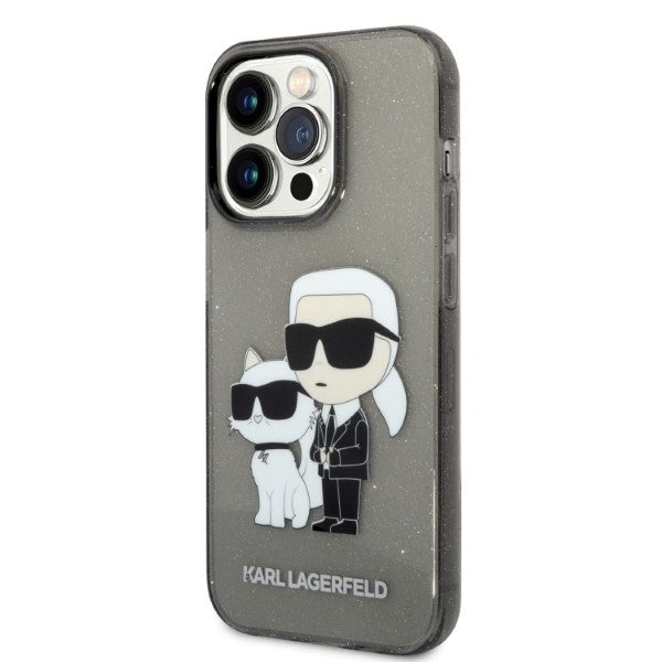 Karl Lagerfeld Glitter Karl&amp;Choupette case for iPhone 14 Pro Max - black