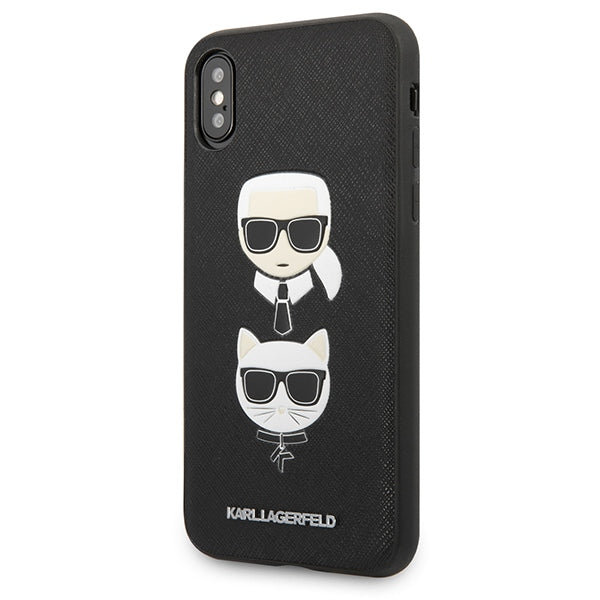 Karl Lagerfeld Saffiano Karl&amp;Choupette Head case for iPhone X/XS - black