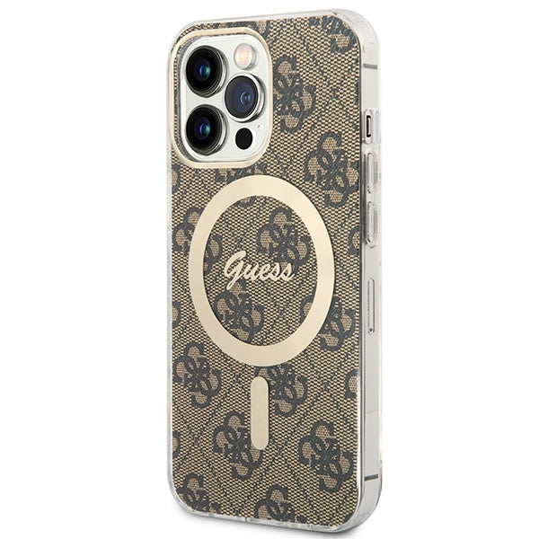 Set Guess GUBPP13LH4EACSW Case+ Charger iPhone 13 Pro brown/brown hard case 4G Print MagSafe