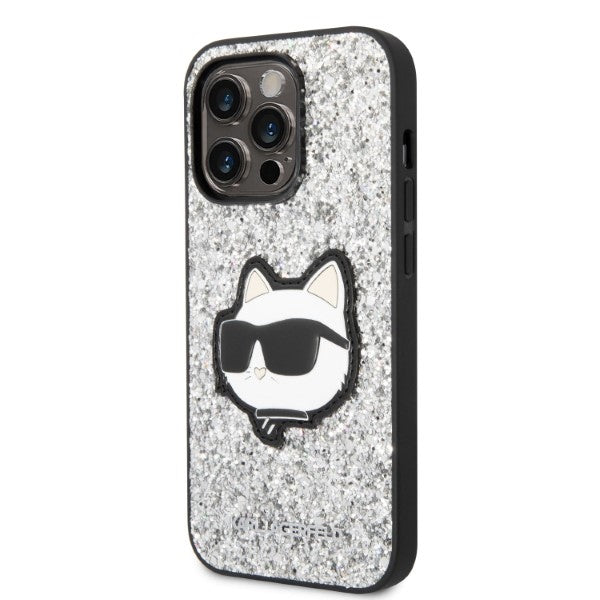 Karl Lagerfeld KLHCP14XG2CPS iPhone 14 Pro Max 6.7" silver/silver hardcase Glitter Choupette Patch