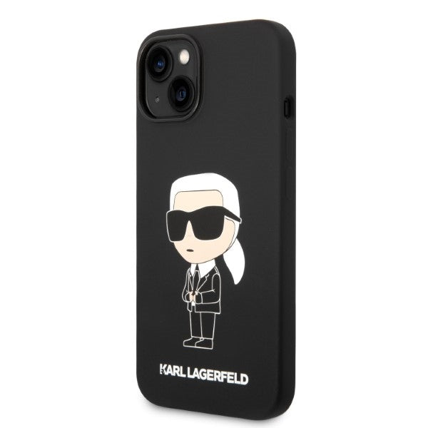 Karl Lagerfeld KLHMP14MSNIKBCK iPhone 14 Plus 6.7" kietas dėklas, juodas/juodas, silikoninis Ikonik Magsafe dėklas 