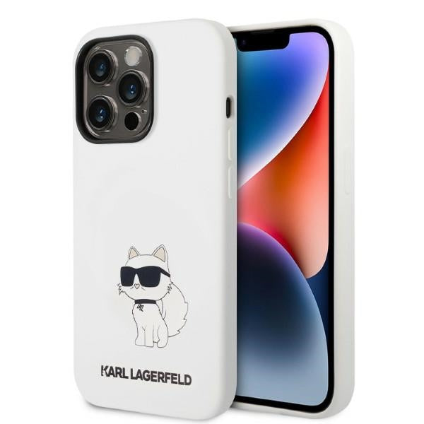 Karl Lagerfeld KLHMP14XSNCHBCH iPhone 14 Pro Max 6.7" kietas dėklas, baltas/baltas silikoninis dėklas su „MagSafe“ plokšte 