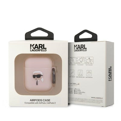 Karl Lagerfeld KLA2RUNIKP AirPods 1/2 cover pink/pink Silicone Karl Head 3D