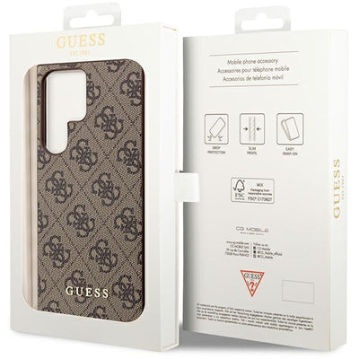Guess GUHCS23LG4GFBR S23 Ultra S918 brown/brown hard case 4G Metal Gold Logo