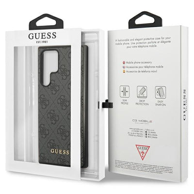 Guess GUHCS23LG4GFGR S23 Ultra S918 grey/grey hardcase 4G Metal Gold Logo
