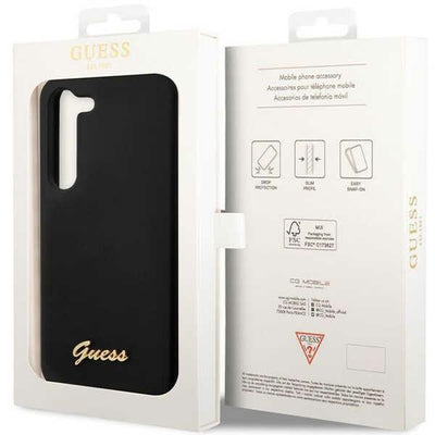 Guess GUHCS23SSLSMK S23 S911 black/black hardcase Silicone Vintage Gold Logo