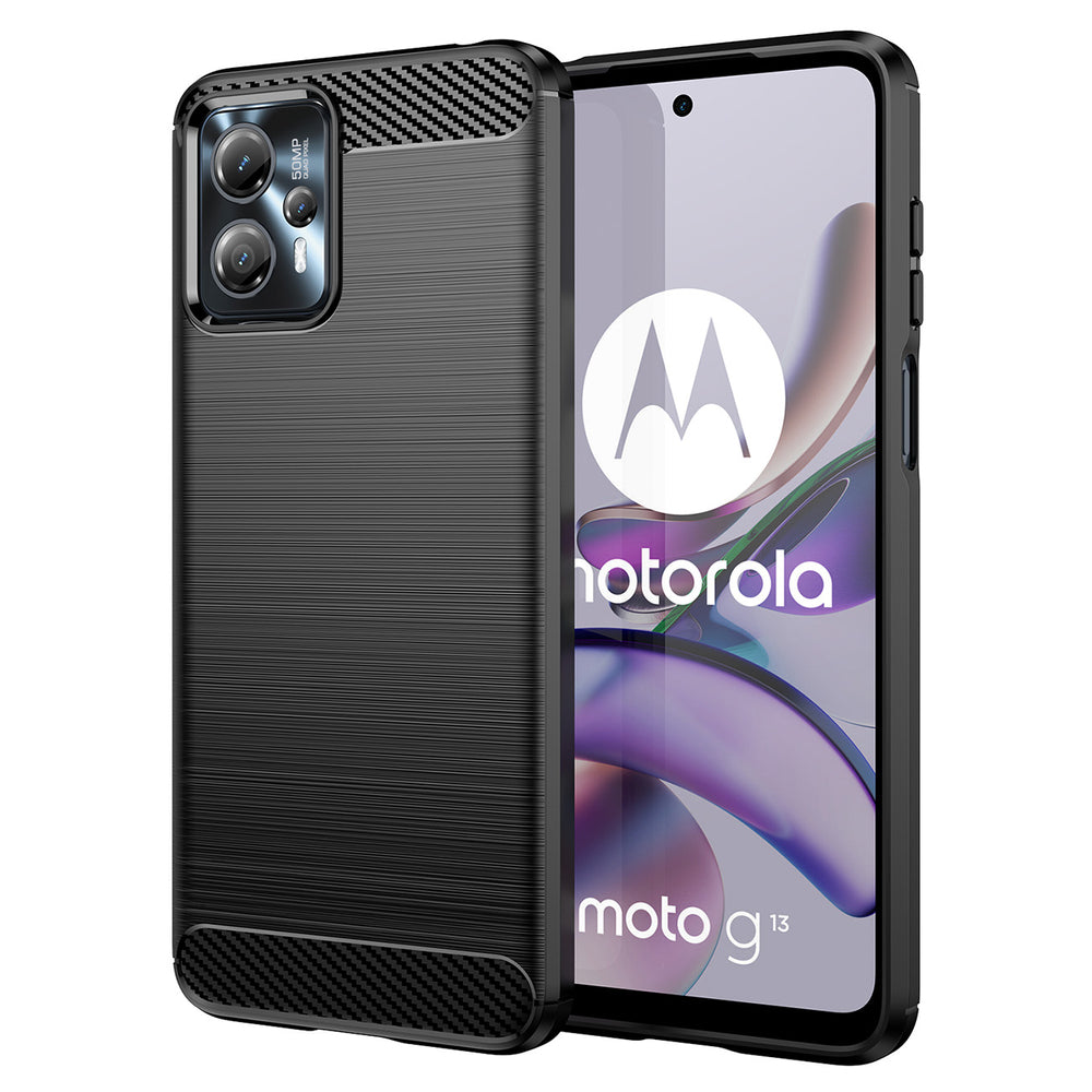 Anglies pluošto dėklas, skirtas „Motorola Moto G13“ lanksčiam silikoniniam dangteliui, juodas
