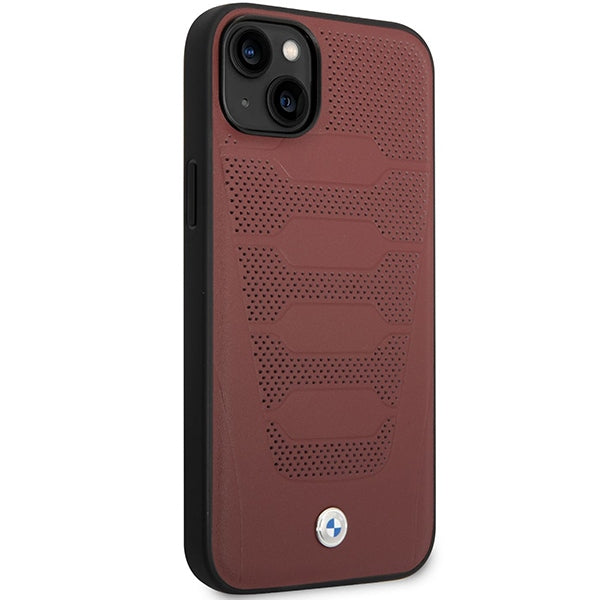 Case BMW BMHCP14S22RPSR iPhone 14 6.1" burgundy/burgundy Leather Seats Pattern