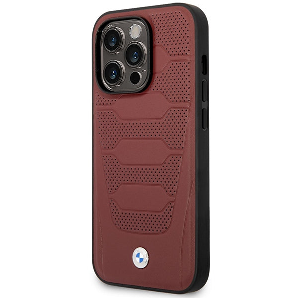 Case BMW BMHMP14X22RPSR iPhone 14 Pro Max 6.7" Burgundy/burgundy Leather Seats Pattern MagSafe