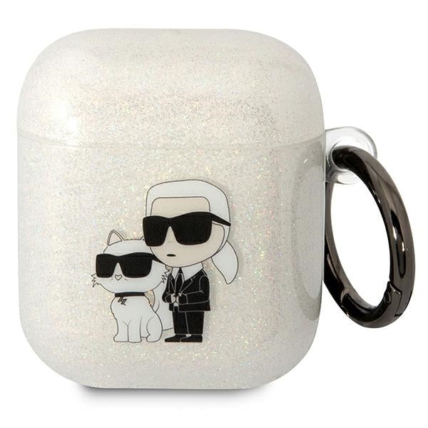 Karl Lagerfeld KLA2HNKCTGT Airpods 1/2 cover transparent Gliter Karl&amp;Choupette