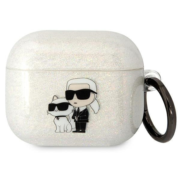 Karl Lagerfeld KLA3HNKCTGT Airpods 3 cover transparent Gliter Karl&amp;Choupette