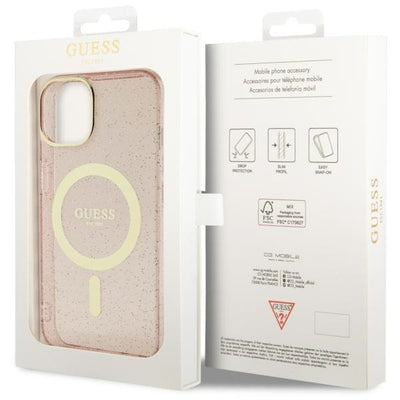 Guess GUHMP14MHCMCGP iPhone 14 Plus 6.7" pink/pink hardcase Glitter Gold MagSafe