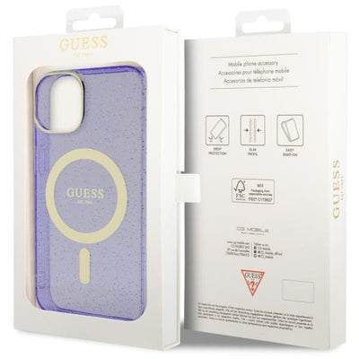 Guess GUHMP14MHCMCGU iPhone 14 Plus 6.7" purple/purple hardcase Glitter Gold MagSafe