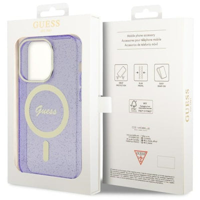 Guess GUHMP14XHCMCGU iPhone 14 Pro Max 6.7" purple/purple hardcase Glitter Gold MagSafe